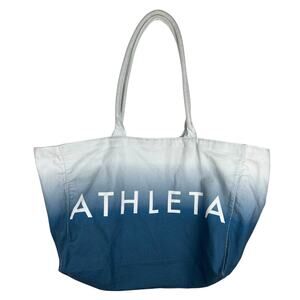 Athleta Teal Ombre Logo Large Beach Gym Tote Bag